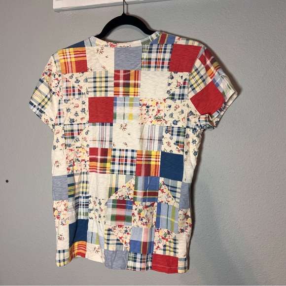 Polo Ralph Lauren Patchwork T-Shirt Women's Size Medium Plaid Cottagecore - Picture 8 of 9